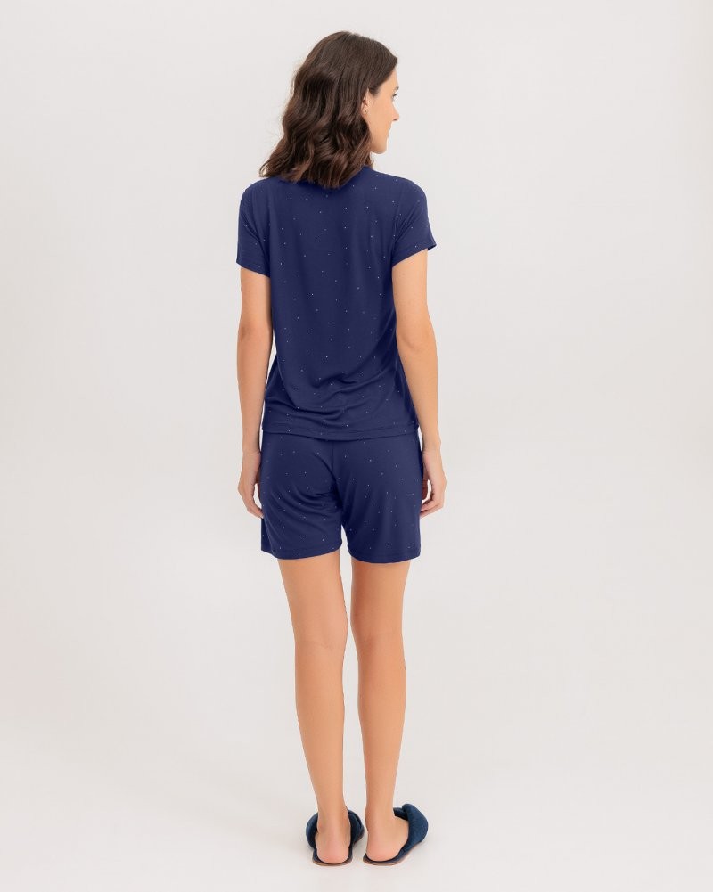 Pijama Feminino Manga Curta Com Shorts