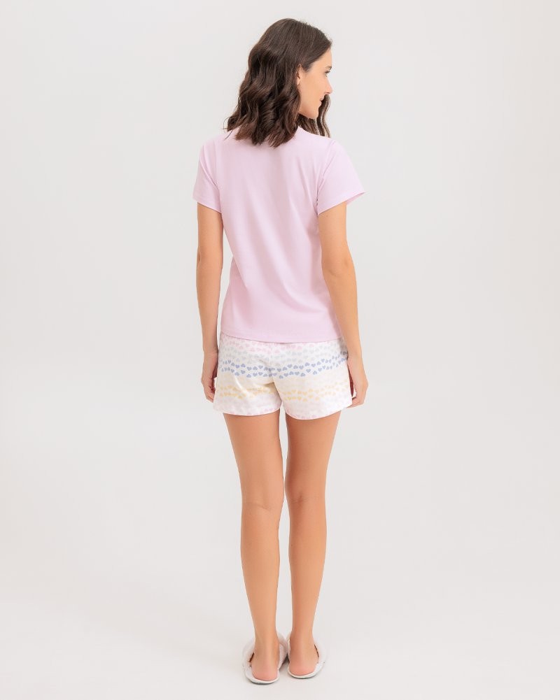 Pijama Feminino Manga Curta Com Shorts