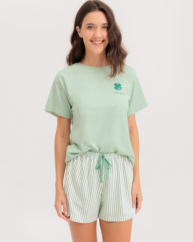 Pijama Feminino Manga Curta Com Shorts Pijama Feminino Manga Curta Com Shorts