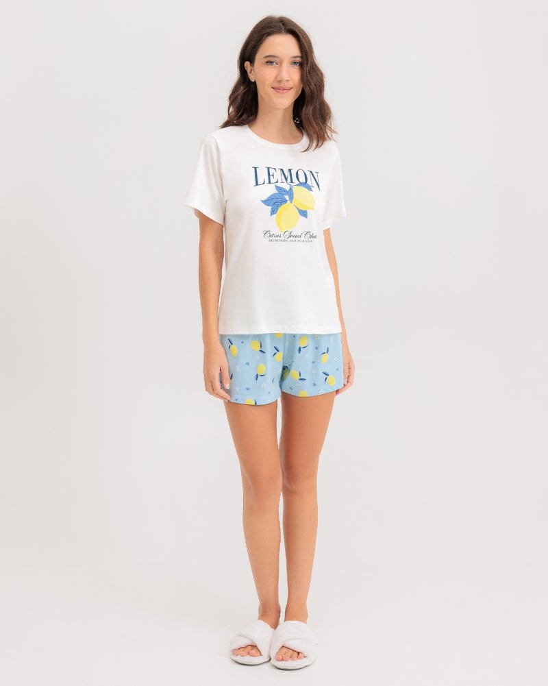Pijama Feminino Manga Curta Com Shorts