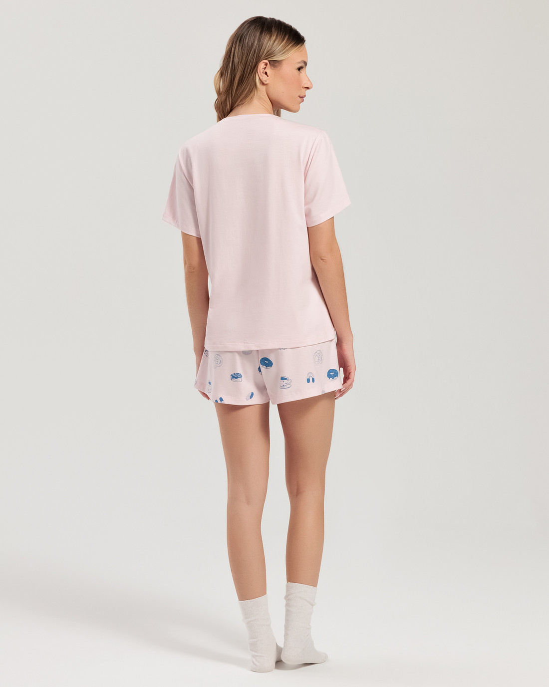 Pijama Feminino Manga Curta Com Shorts