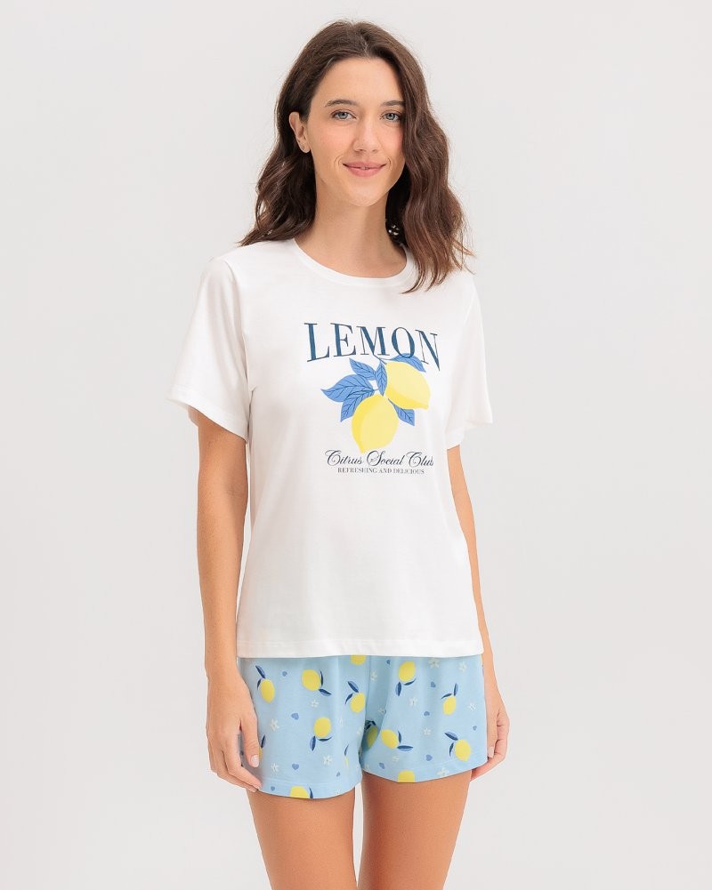 Pijama Feminino Manga Curta Com Shorts