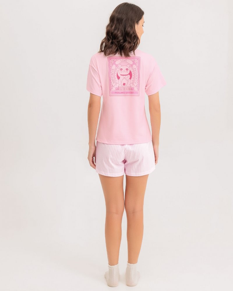 Pijama Feminino Manga Curta Com Shorts