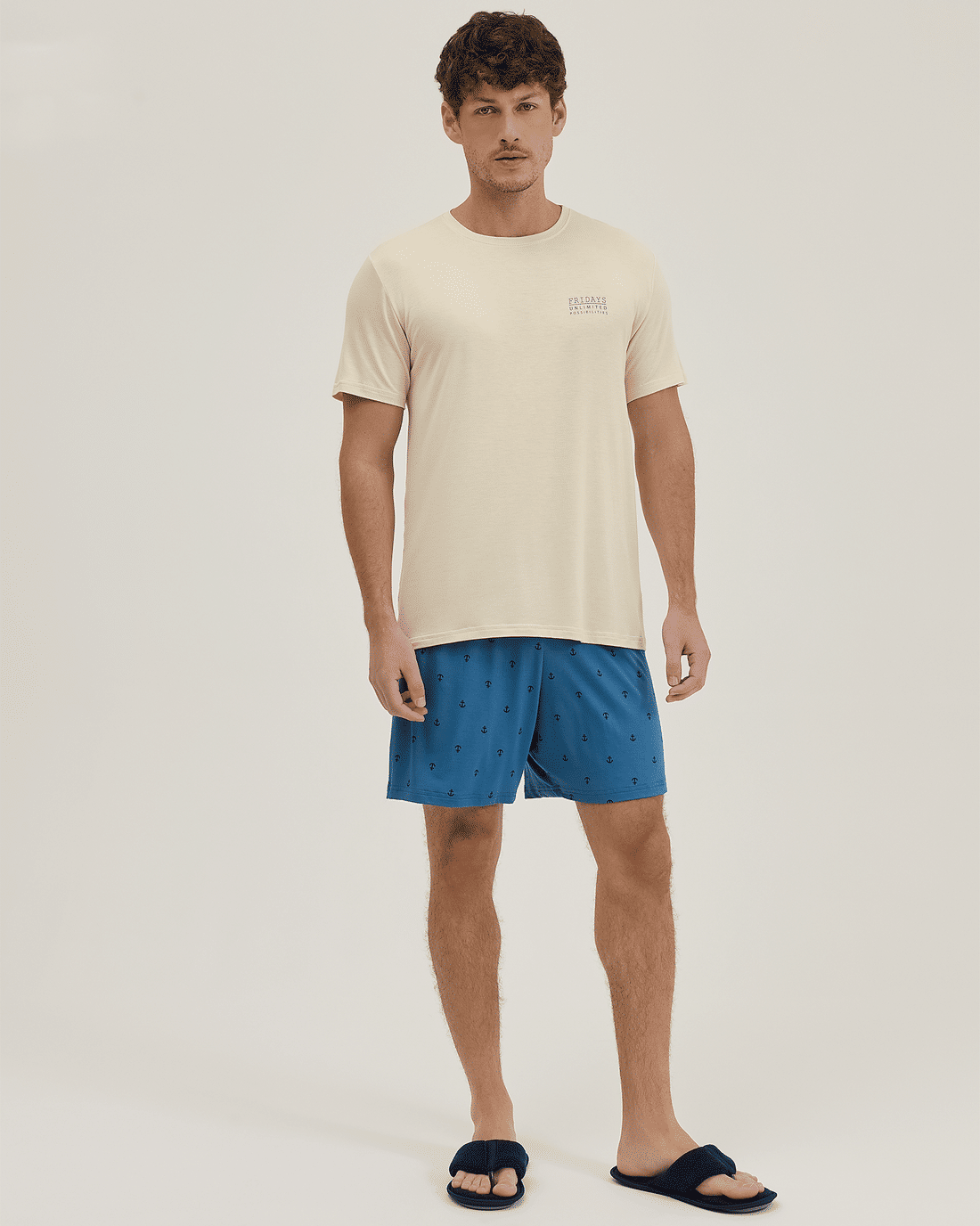 Pijama Masculino Manga Curta Com Bermuda Pijama Masculino Manga Curta Com Bermuda