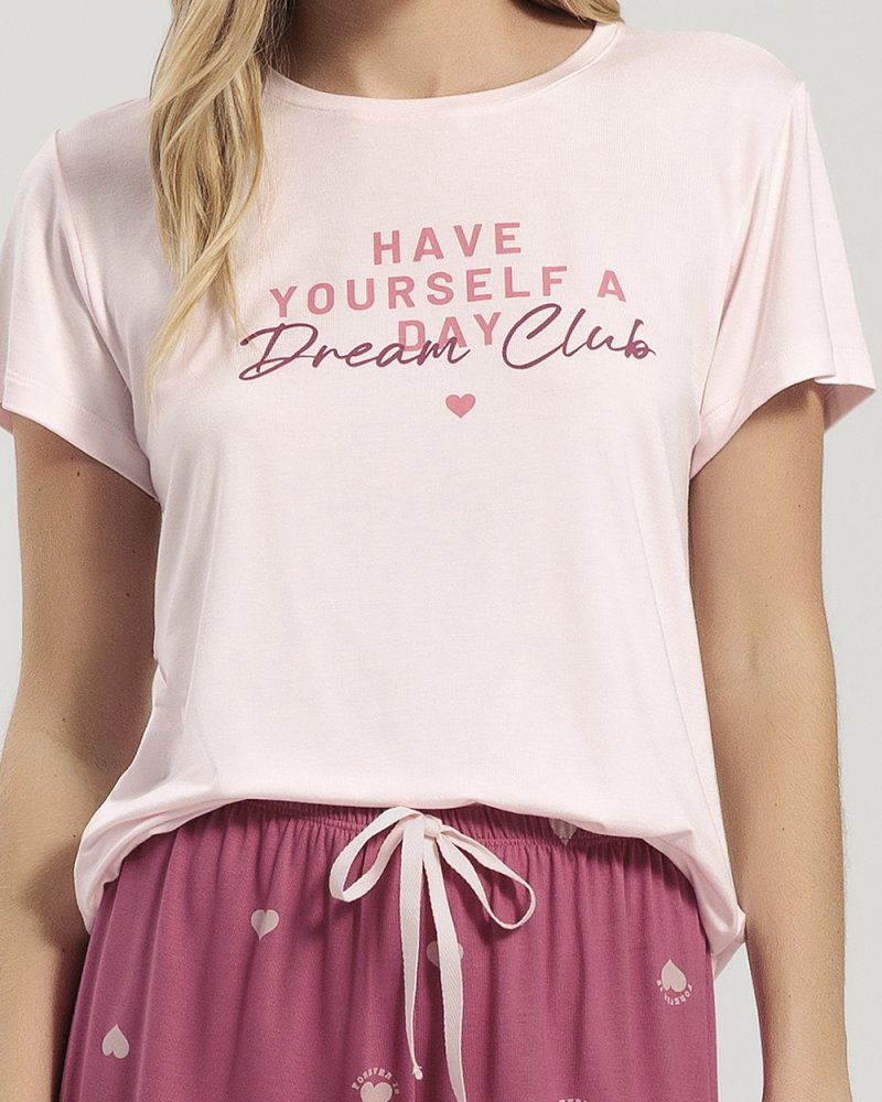 Pijama Feminino Manga Curta Com Shorts