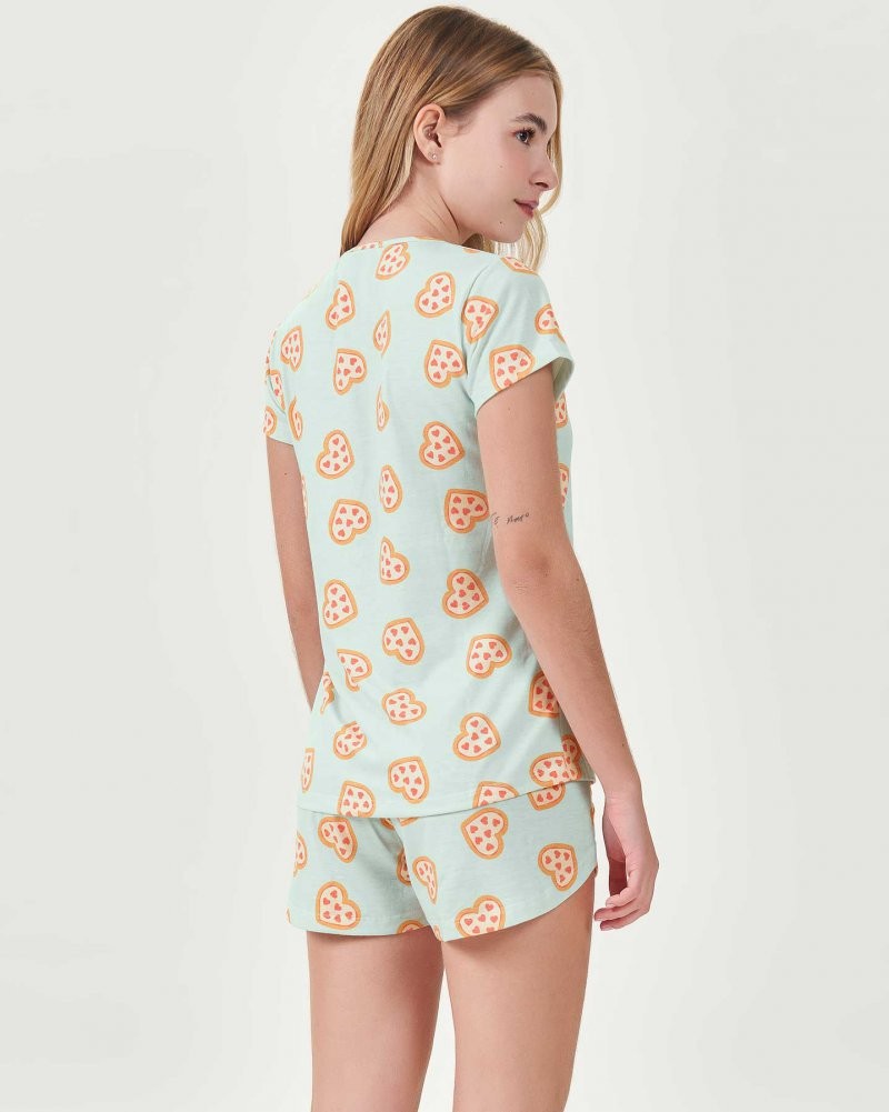 Pijama Feminino Manga Curta Com Shorts