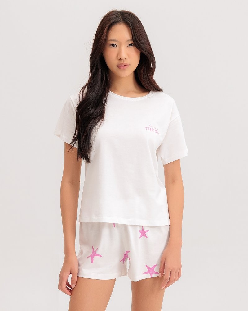Pijama Feminino Manga Curta Com Shorts