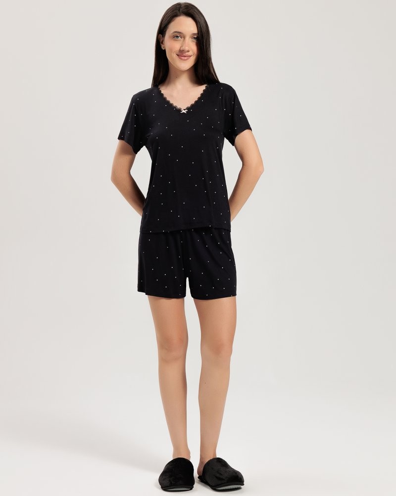 Pijama Feminino Manga Curta Com Shorts