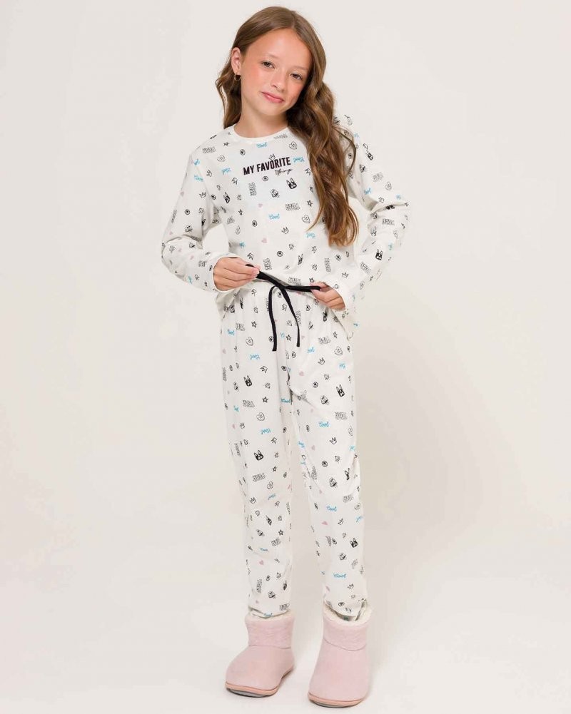 Pijama Infantil Feminino Manga Longa Com Calça Pijama Infantil Feminino Manga Longa Com Calça