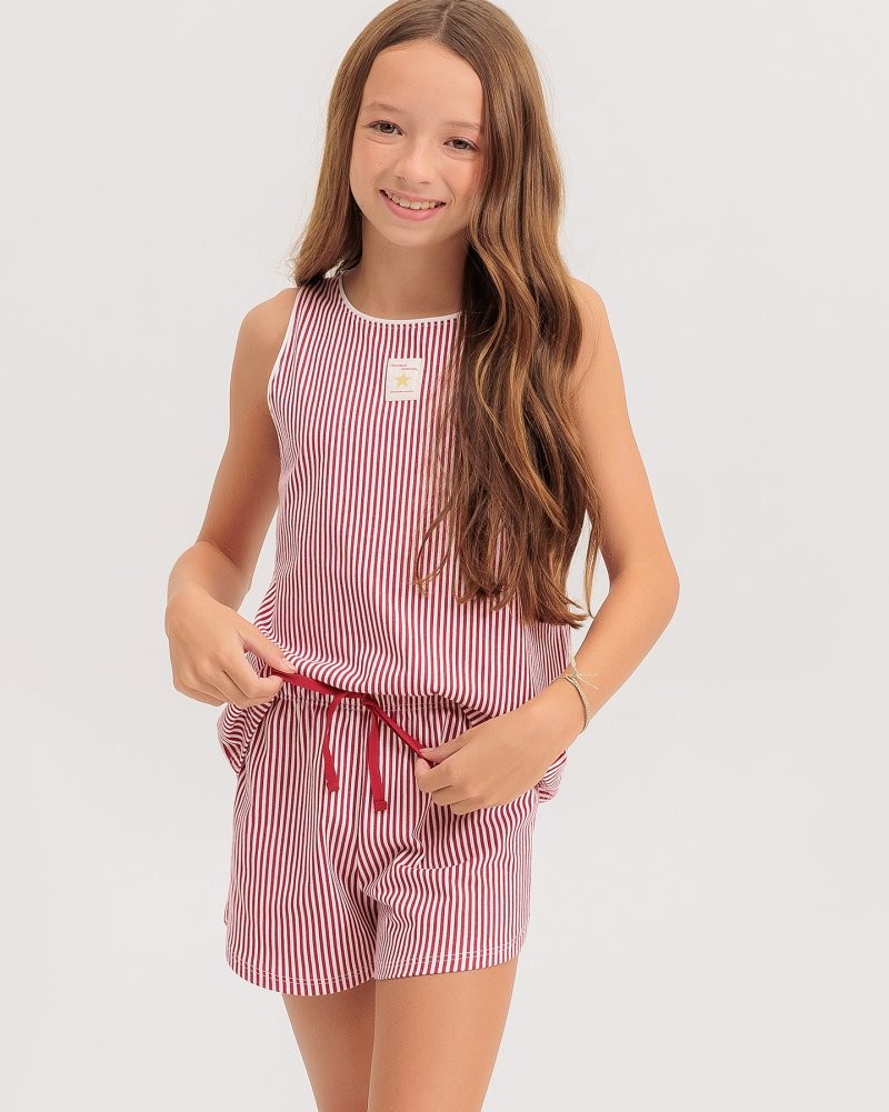 Pijama Infantil Feminino Regata Com Shorts