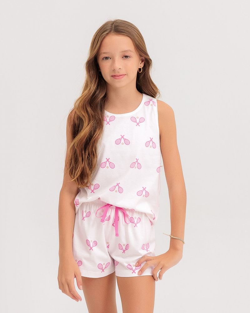Pijama Infantil Feminino Regata Com Shorts