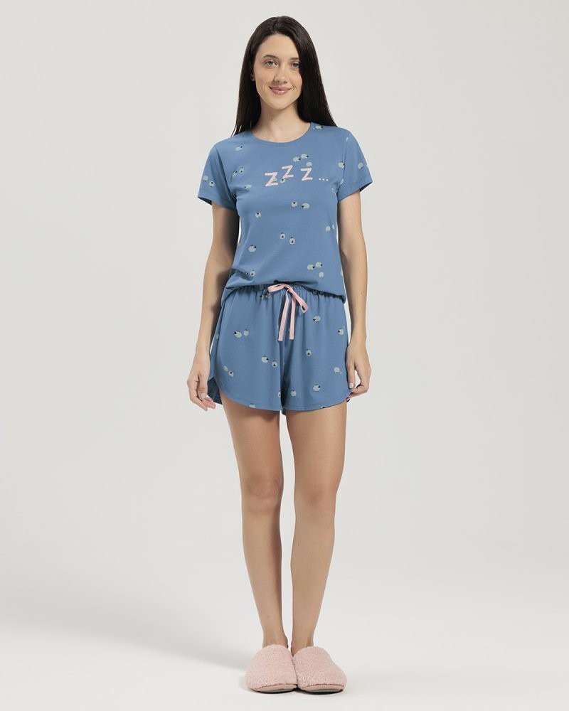 Pijama Feminino Manga Curta com Shorts
