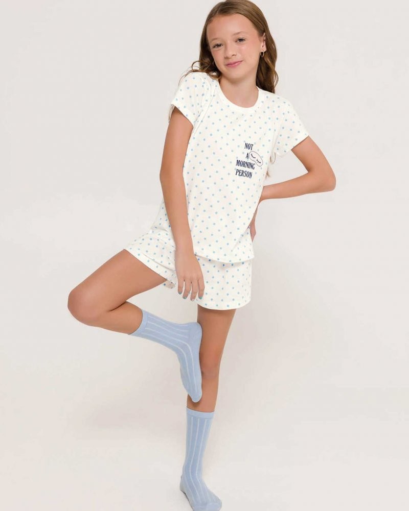 Pijama Feminino Infantil Manga Curta com Shorts