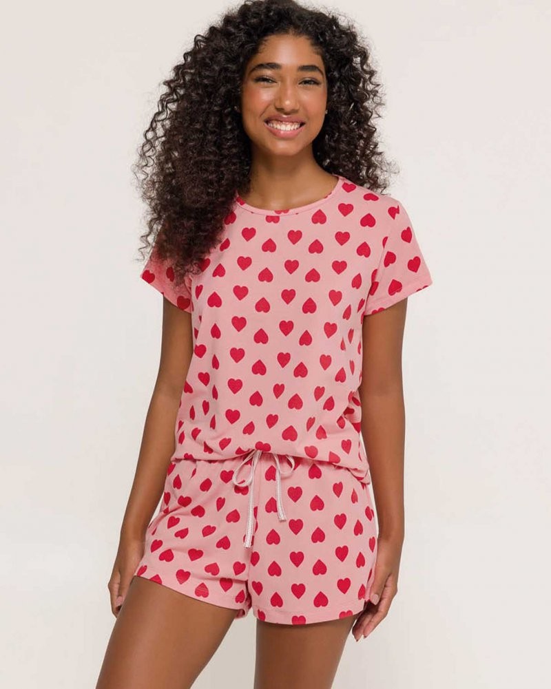 Pijama Feminino Manga Curta com Shorts