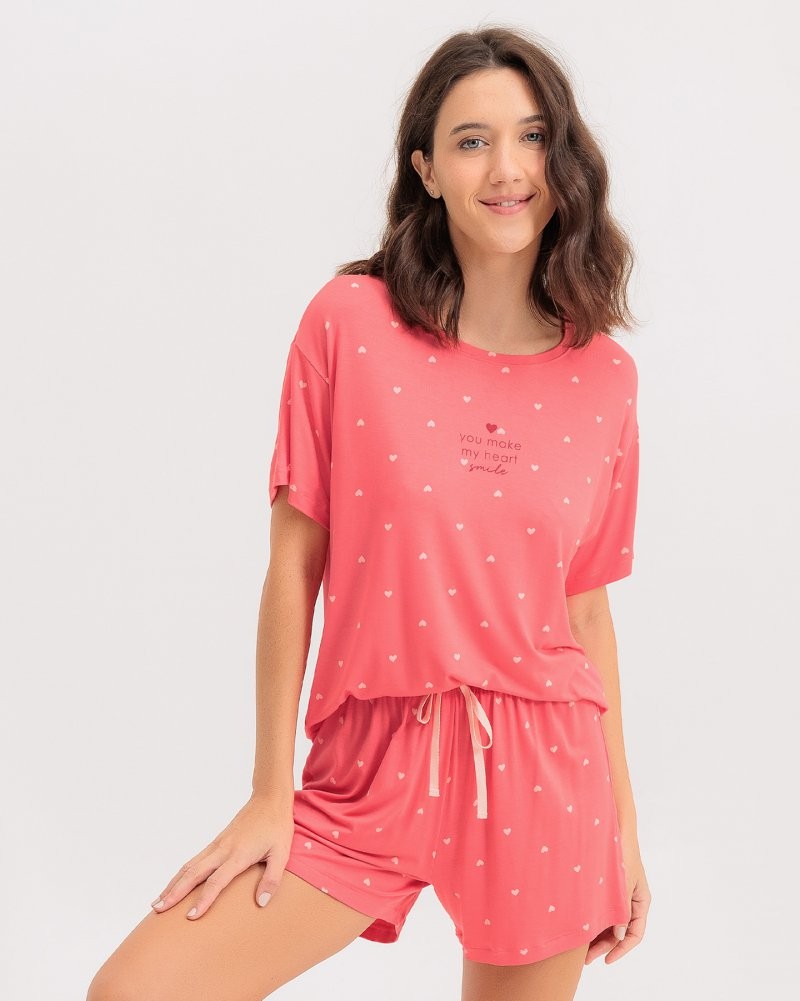 Pijama Feminino Manga Curta Com Shorts