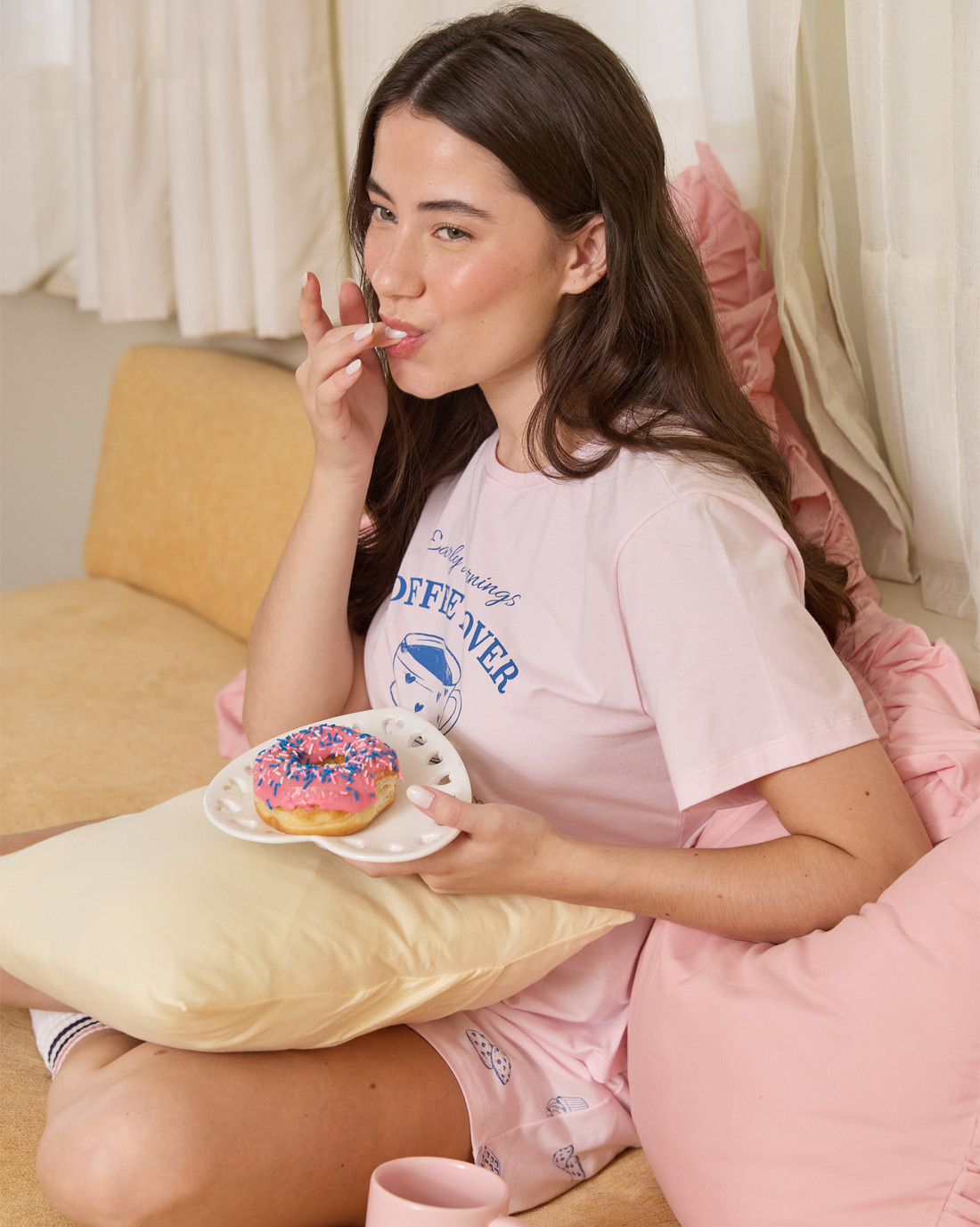 Pijama Feminino Manga Curta Com Shorts
