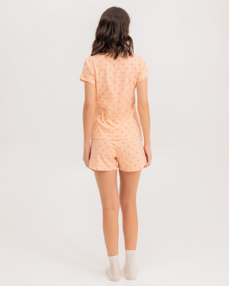 Pijama Feminino Manga Curta Com Shorts