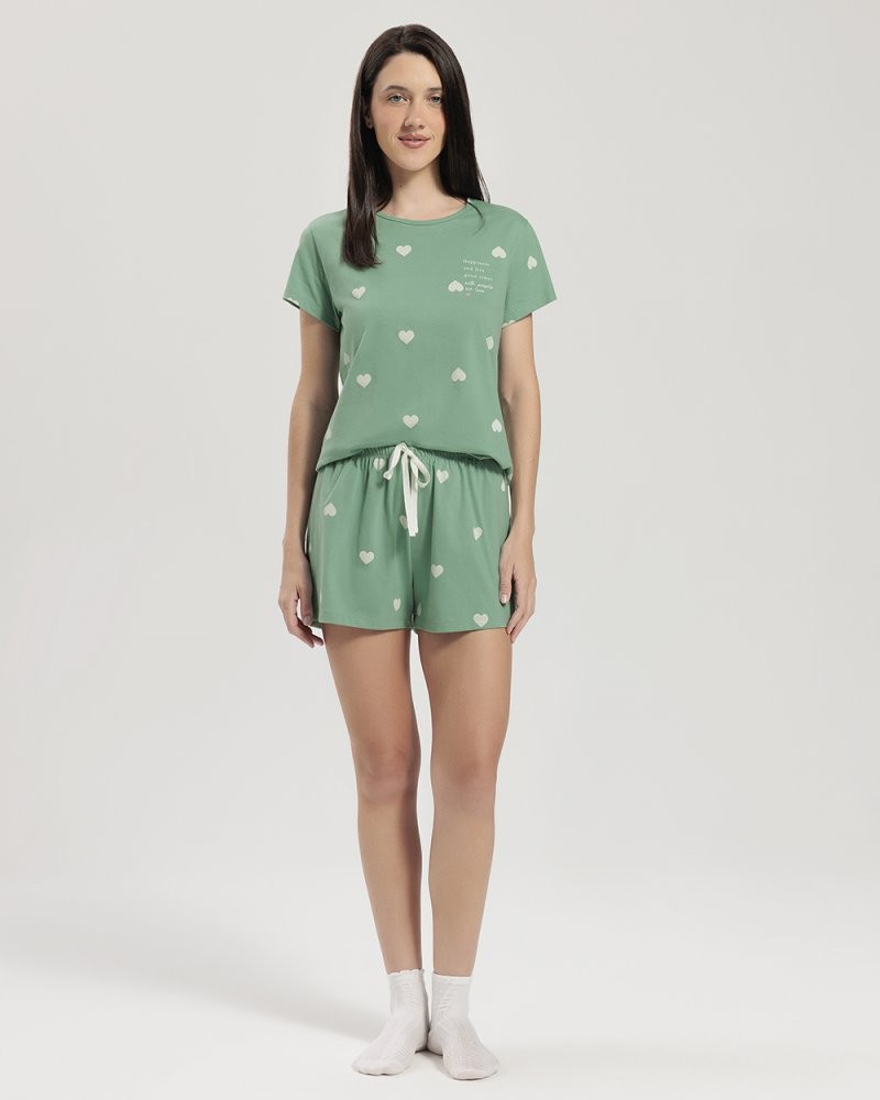 Pijama Feminino Manga Curta com Shorts