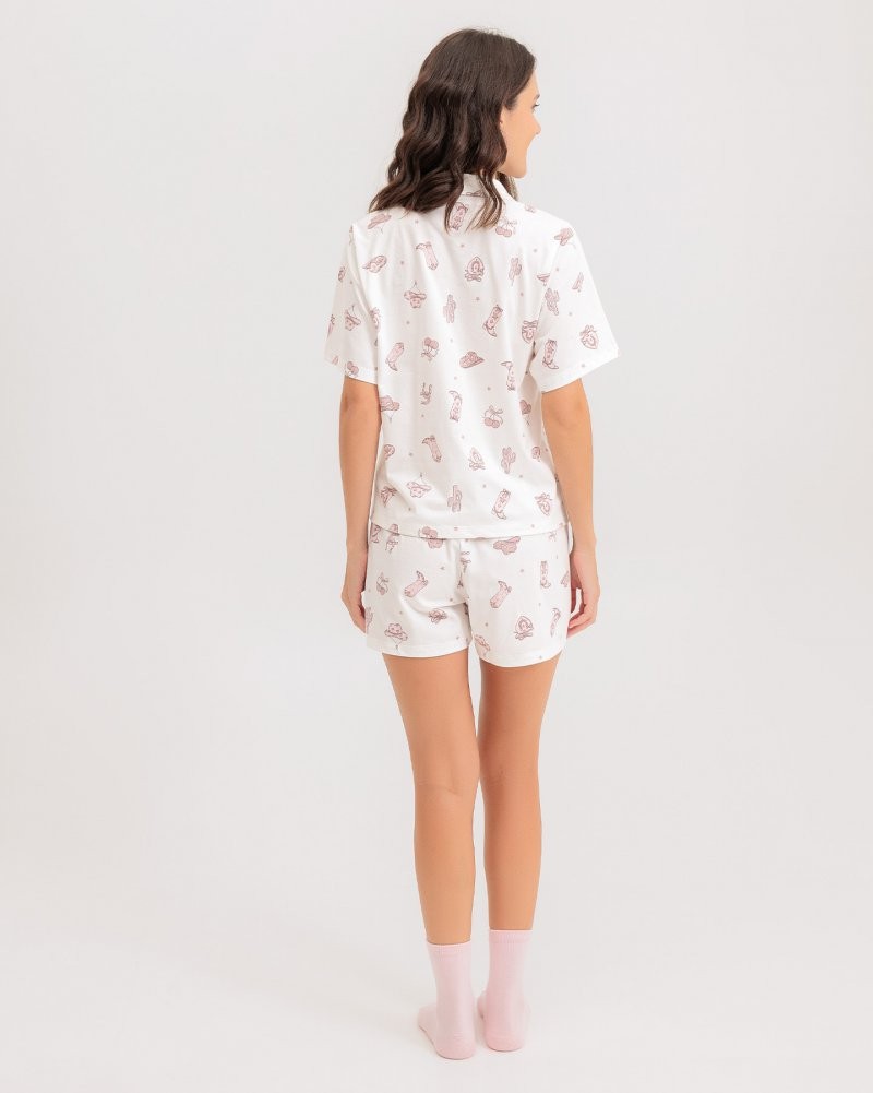Pijama Feminino Manga Curta Americano Com Shorts