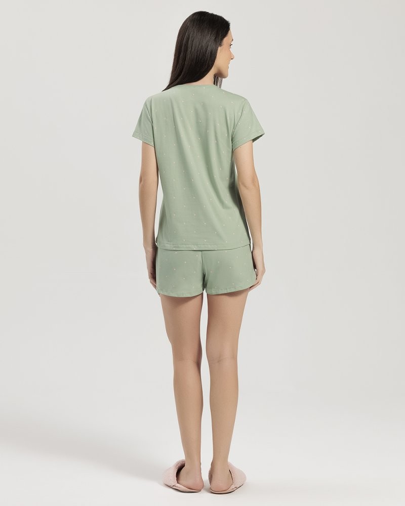 Pijama Feminino Manga Curta Com Shorts