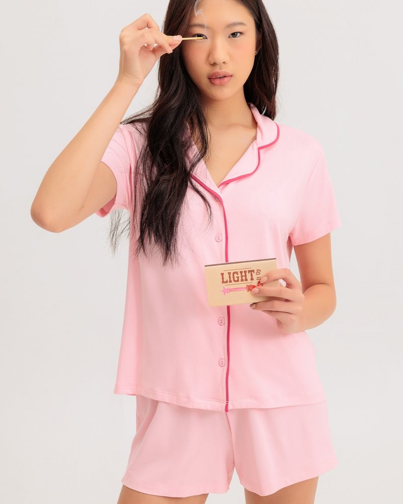 Pijama Feminino Manga Curta Americano Com Shorts