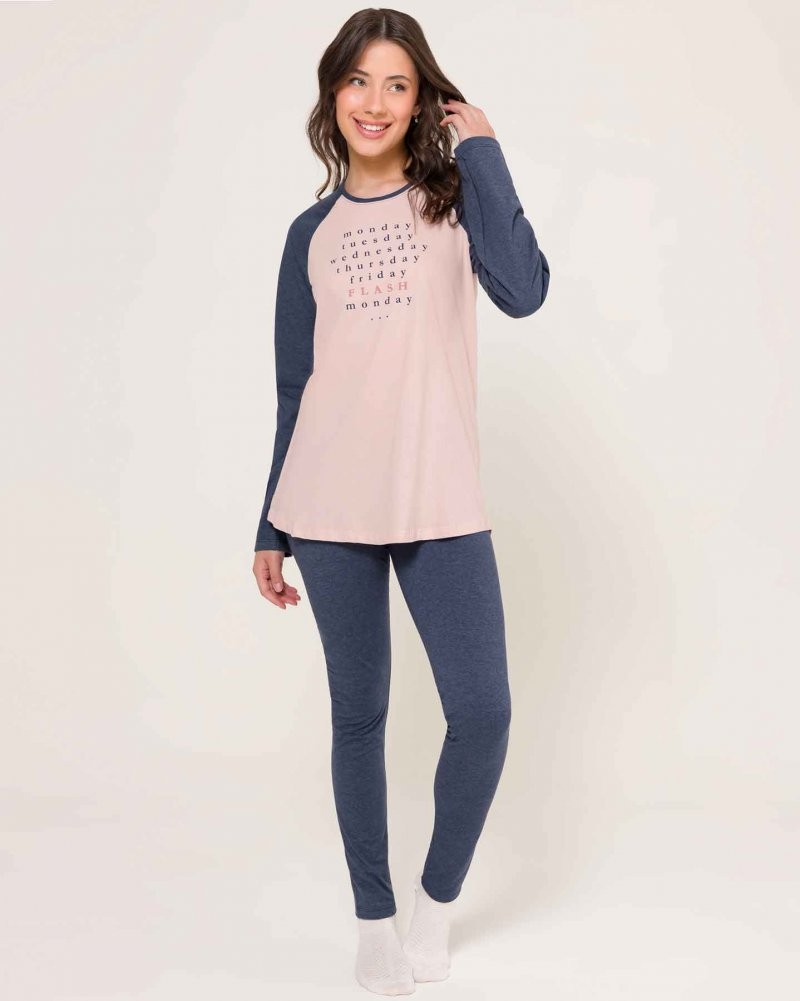 Pijama Manga Longa com Legging Feminino Pijama Manga Longa com Legging Feminino