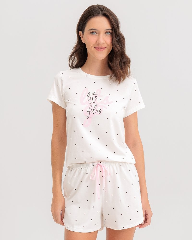 Pijama Feminino Manga Curta Com Shorts