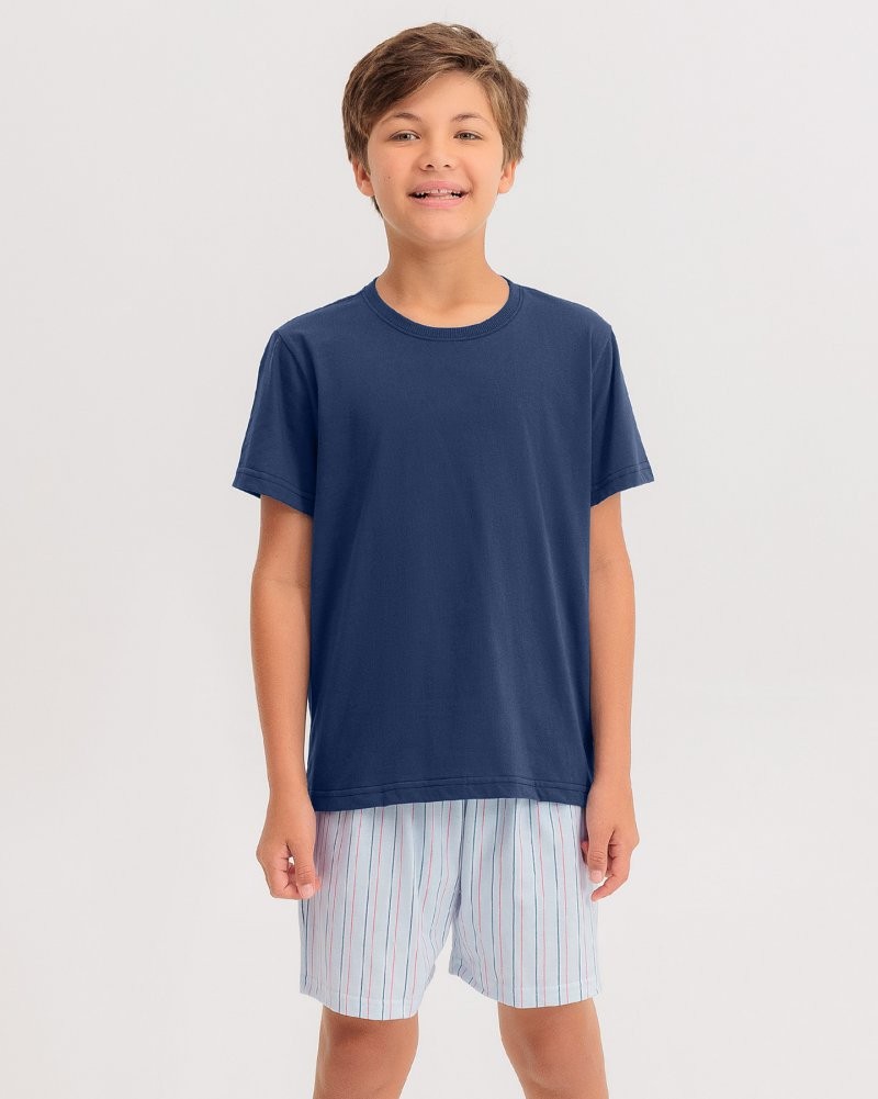 Pijama Masculino Infantil Manga Curta Com Shorts