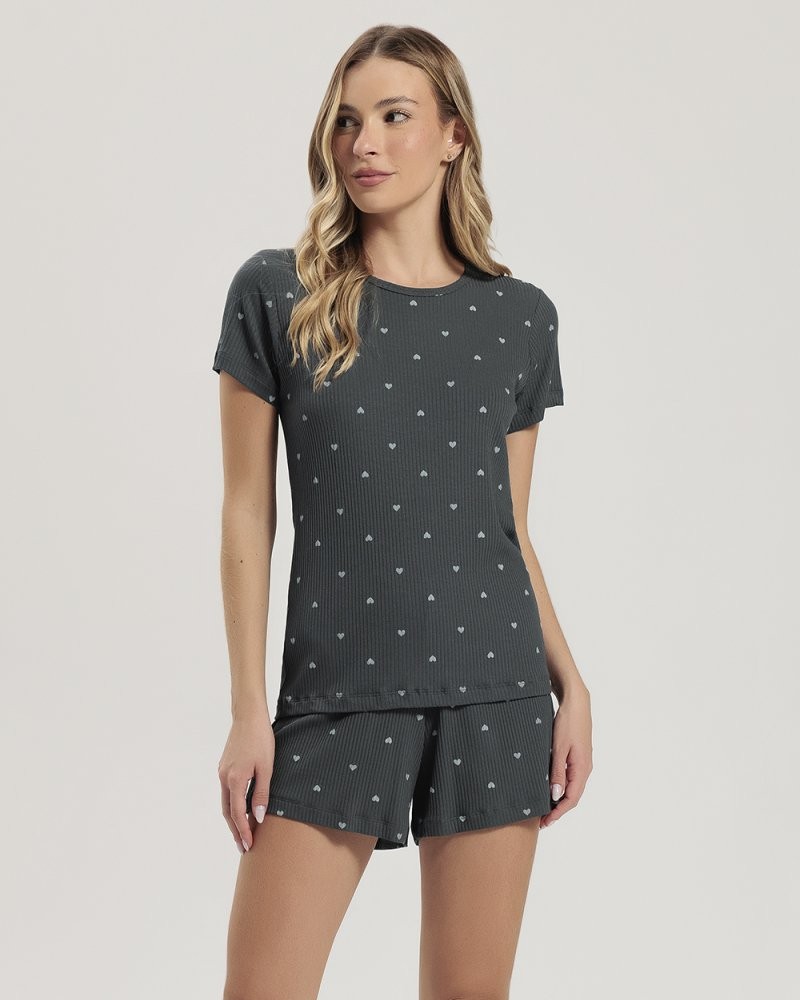 Pijama Feminino Manga Curta Com Shorts Pijama Feminino Manga Curta Com Shorts