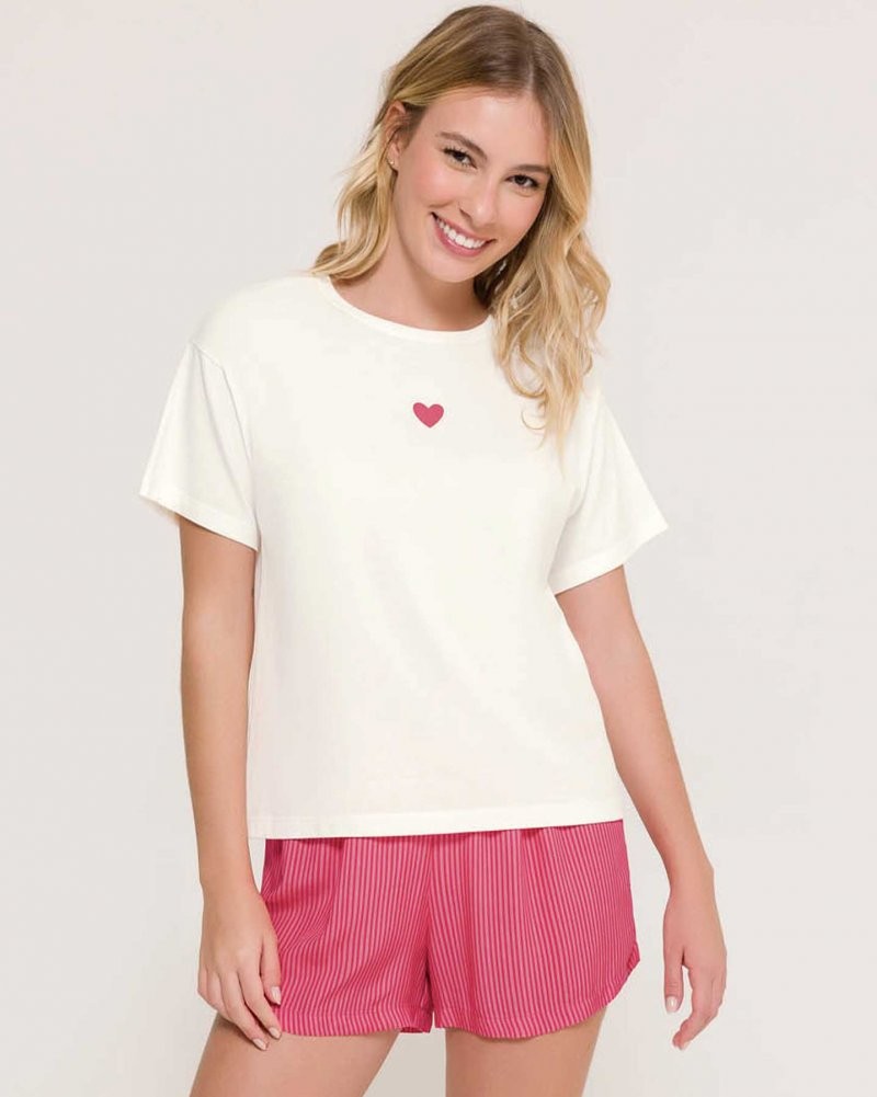 Pijama Feminino Manga Curta com Shorts