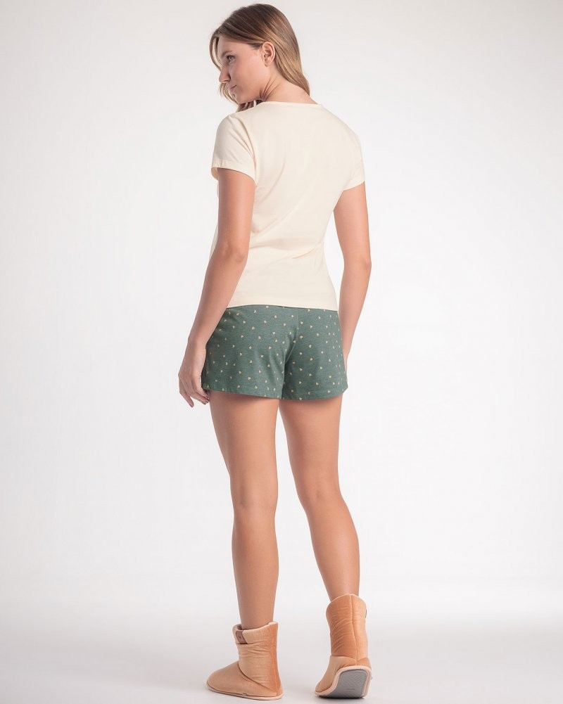 Pijama Feminino Manga Curta Com Shorts