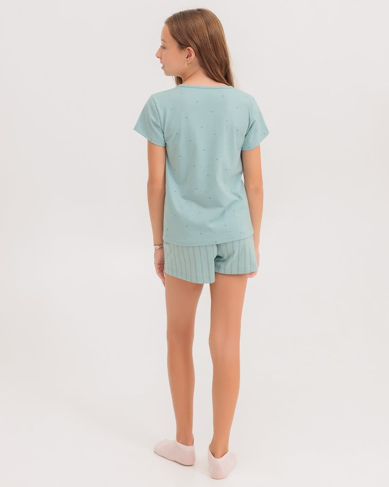Pijama Infantil Feminino Manga Curta com Shorts
