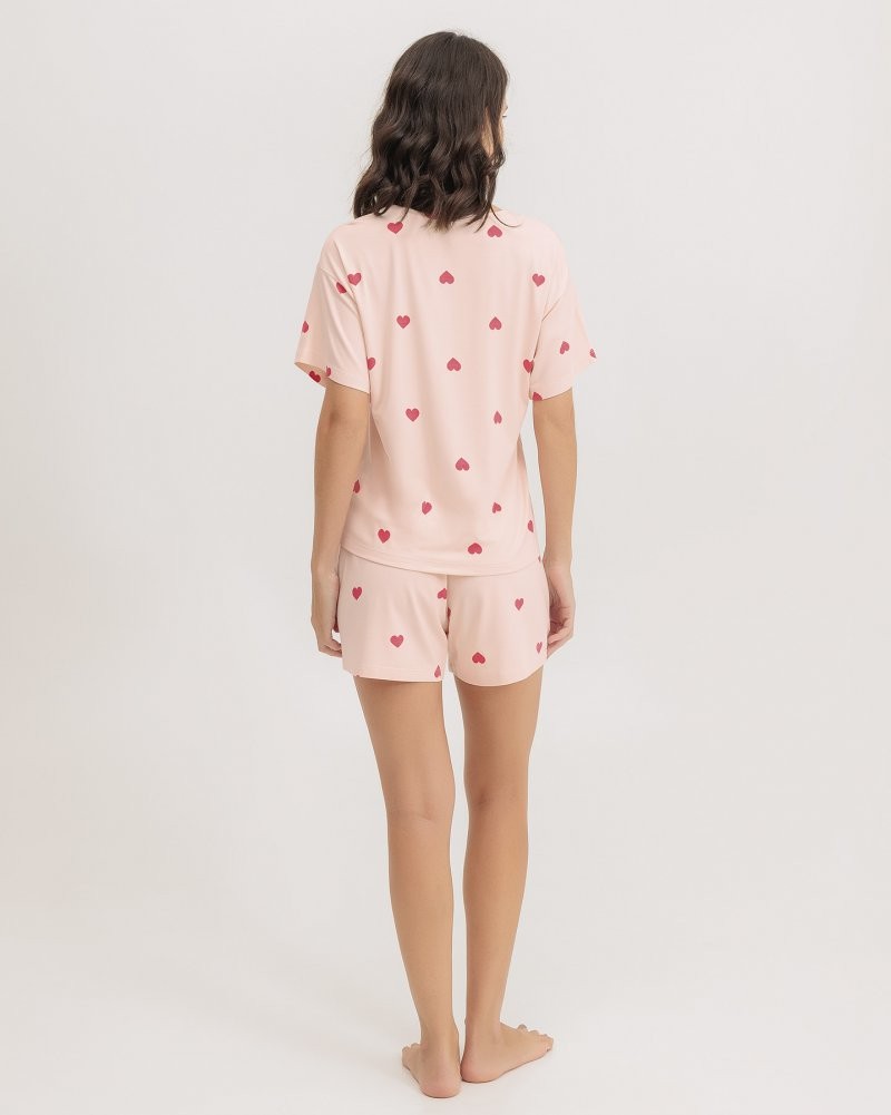 Pijama Feminino Manga Curta Com Shorts