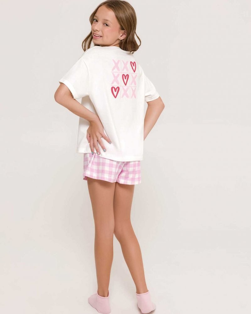 Pijama Feminino Infantil Manga Curta com Shorts