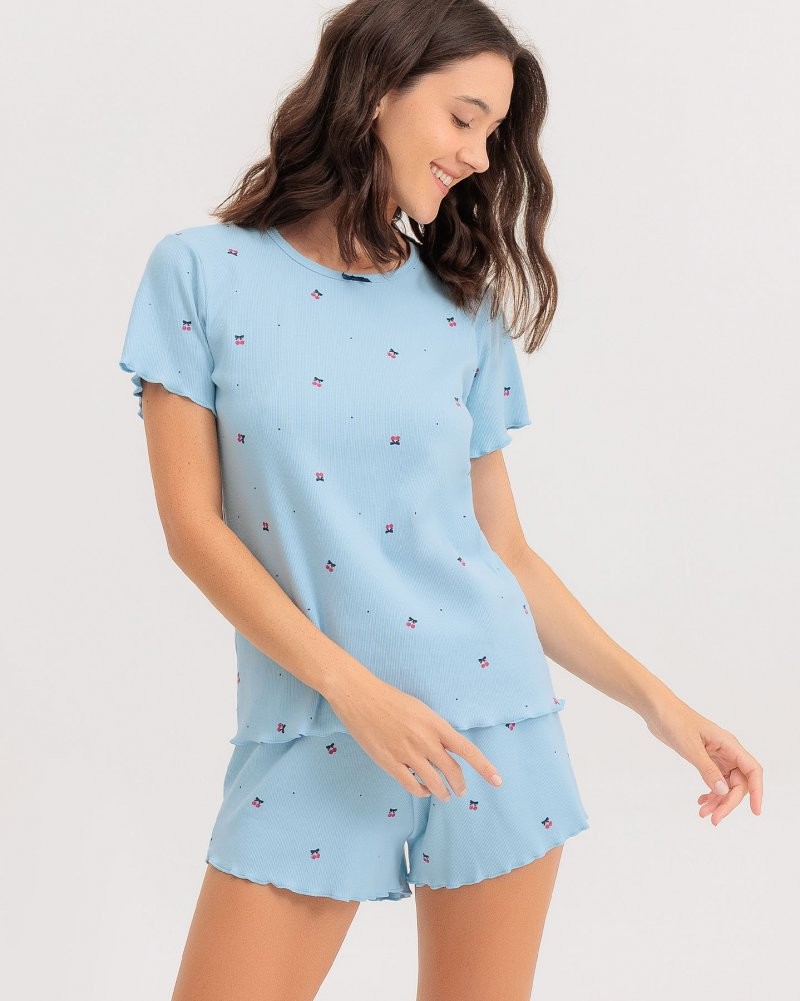 Pijama Feminino Manga Curta Com Shorts
