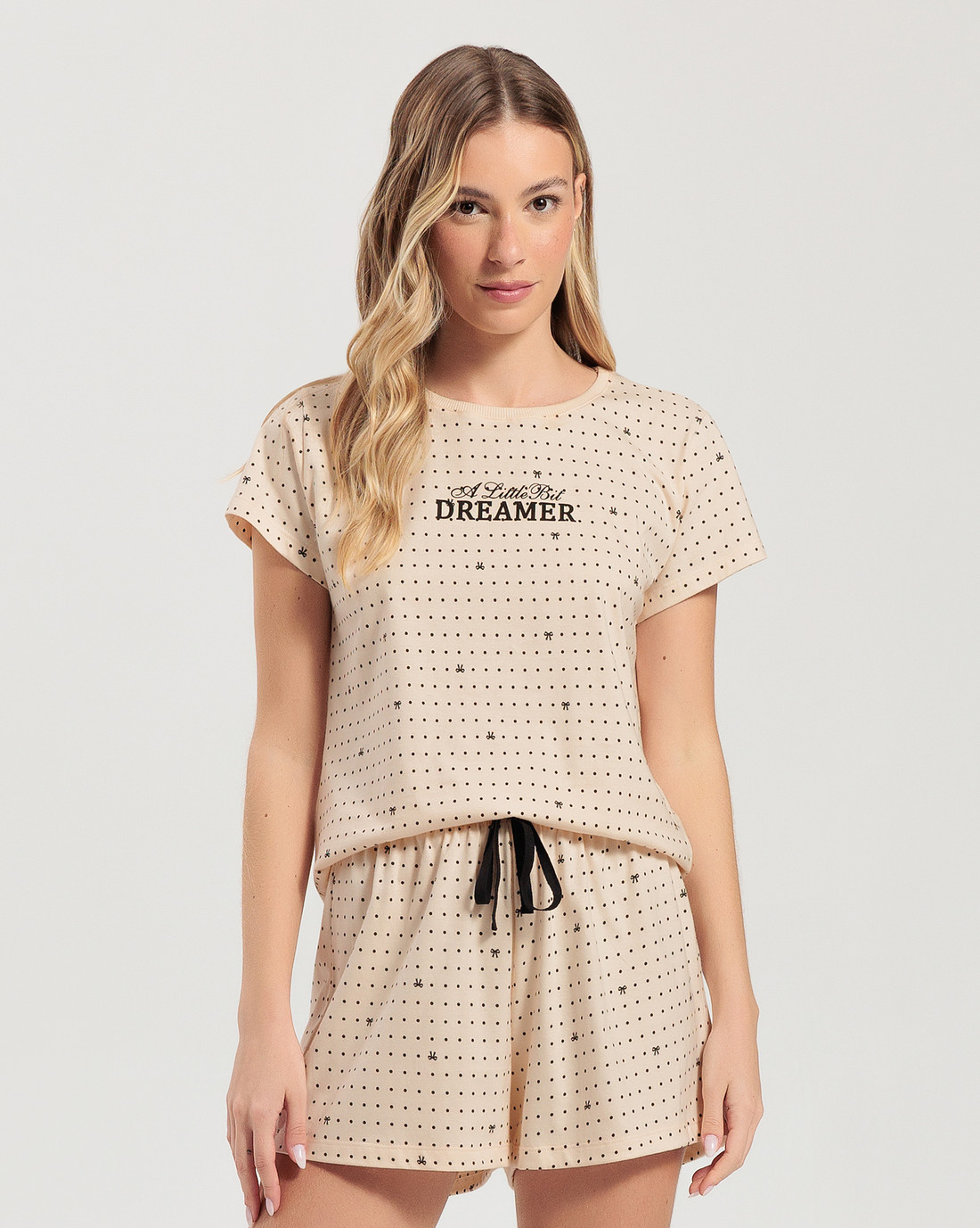 Pijama Feminino Manga Curta Com Shorts