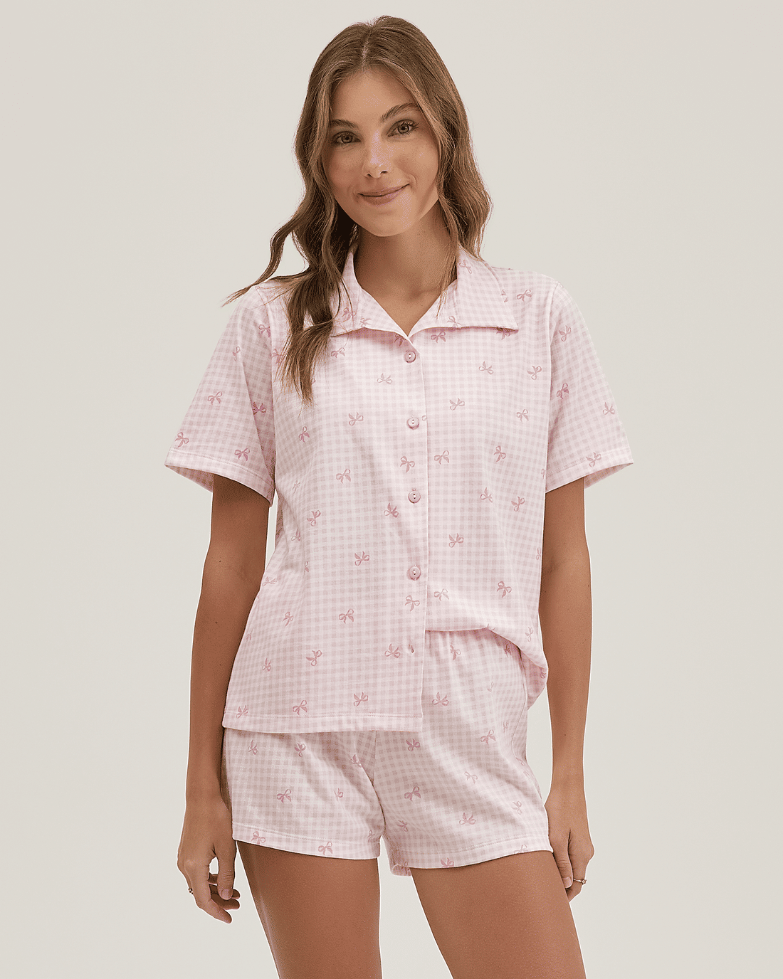 Pijama Feminino Manga Curta Americano Com Shorts Pijama Feminino Manga Curta Americano Com Shorts
