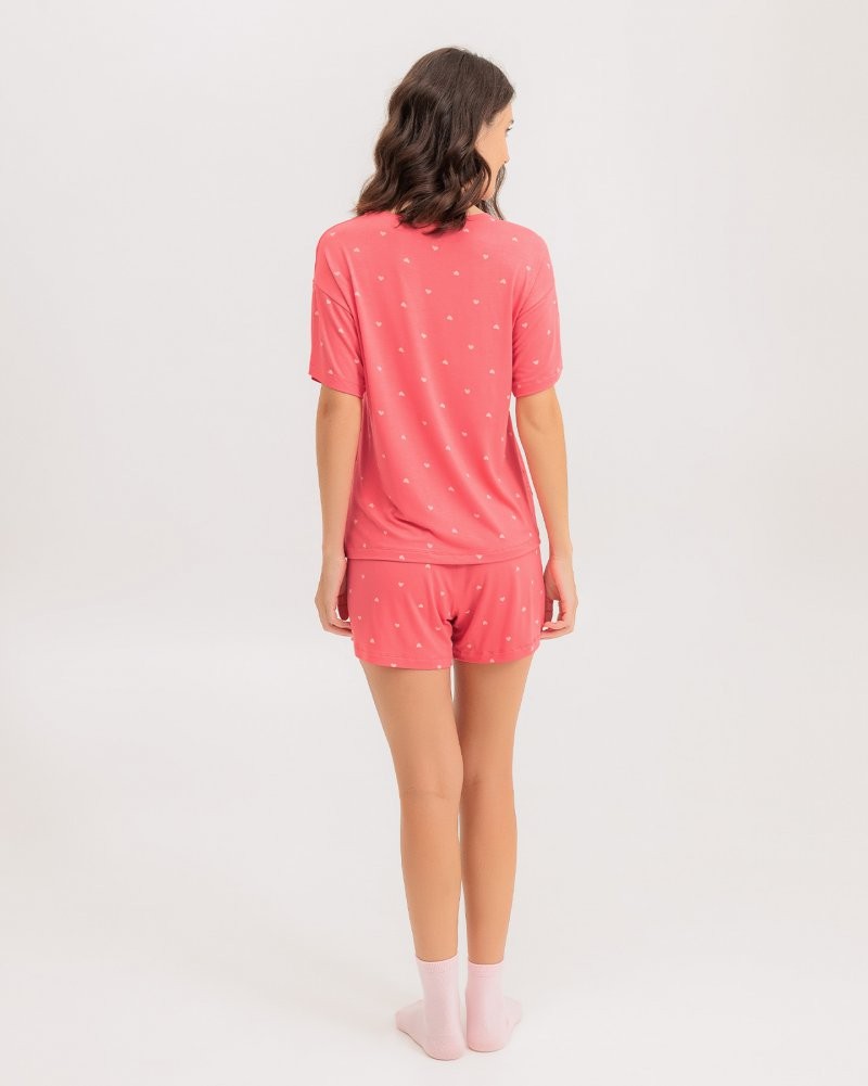 Pijama Feminino Manga Curta Com Shorts