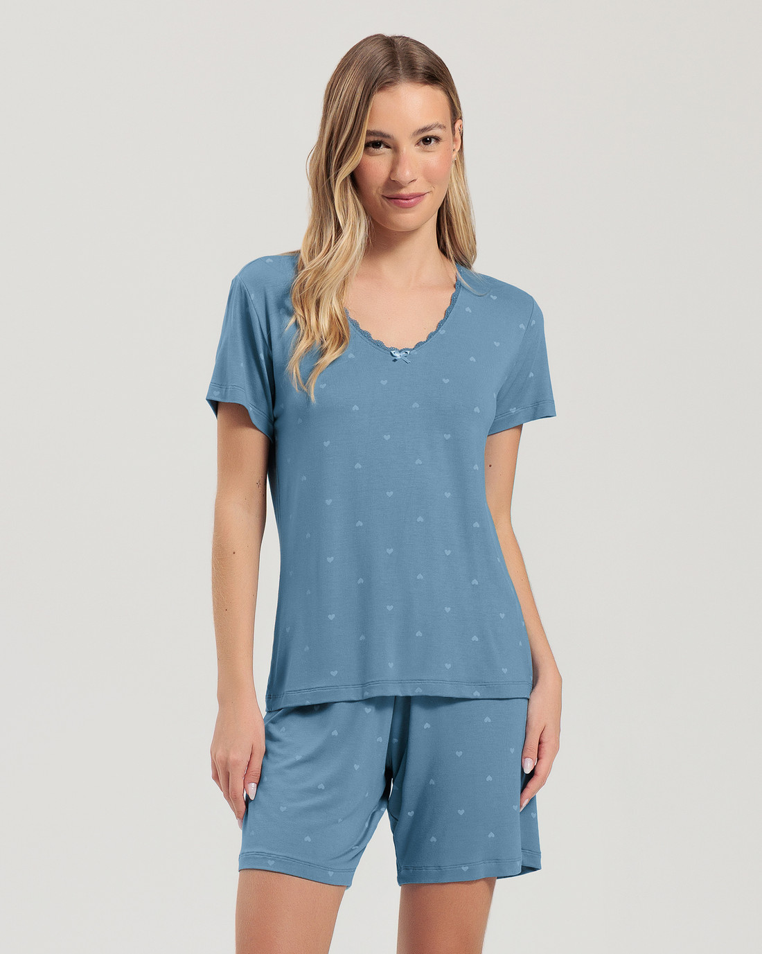 Pijama Feminino Manga Curta Com Bermuda Pijama Feminino Manga Curta Com Bermuda