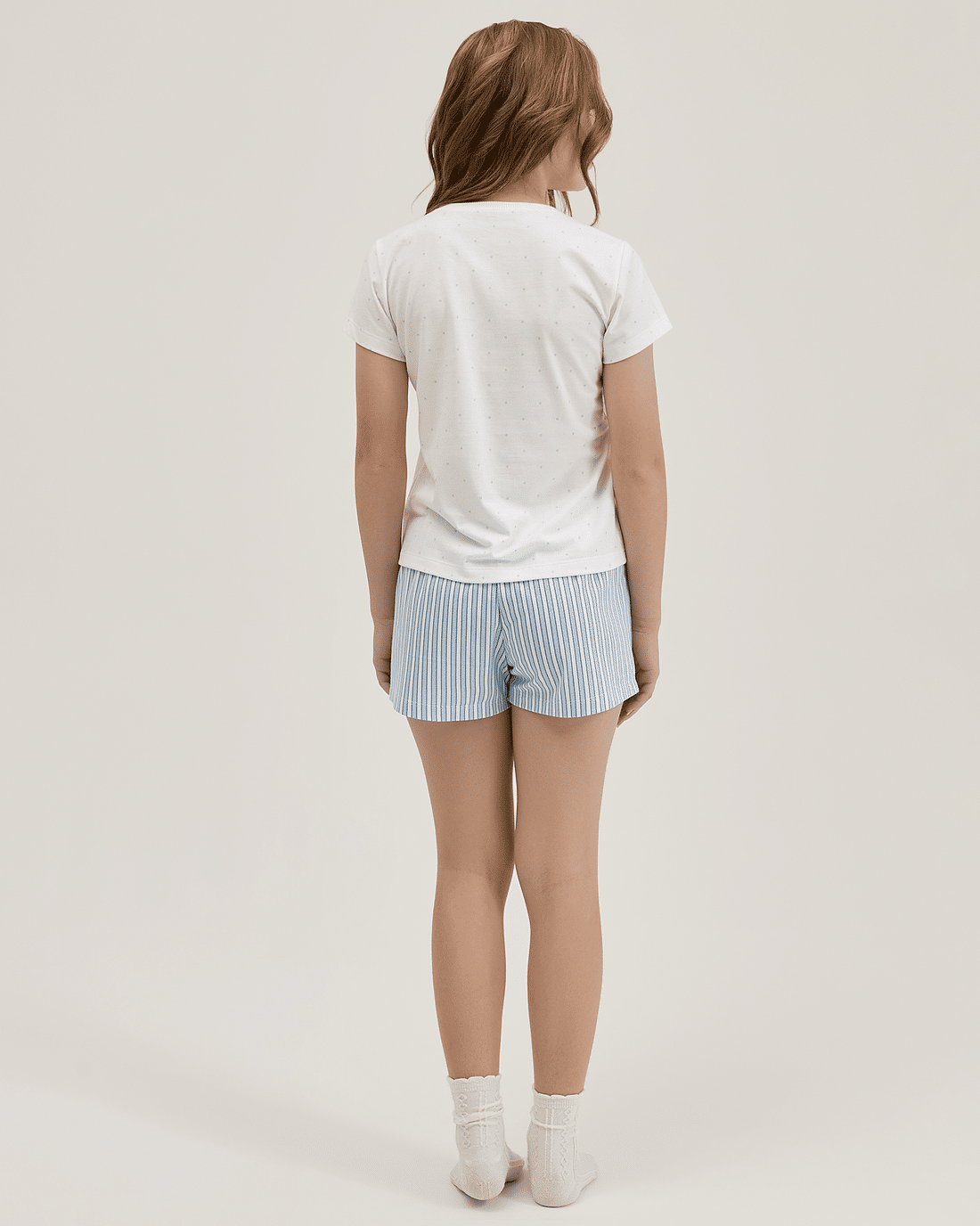 Pijama Feminino Infantil Manga Curta Com Shorts