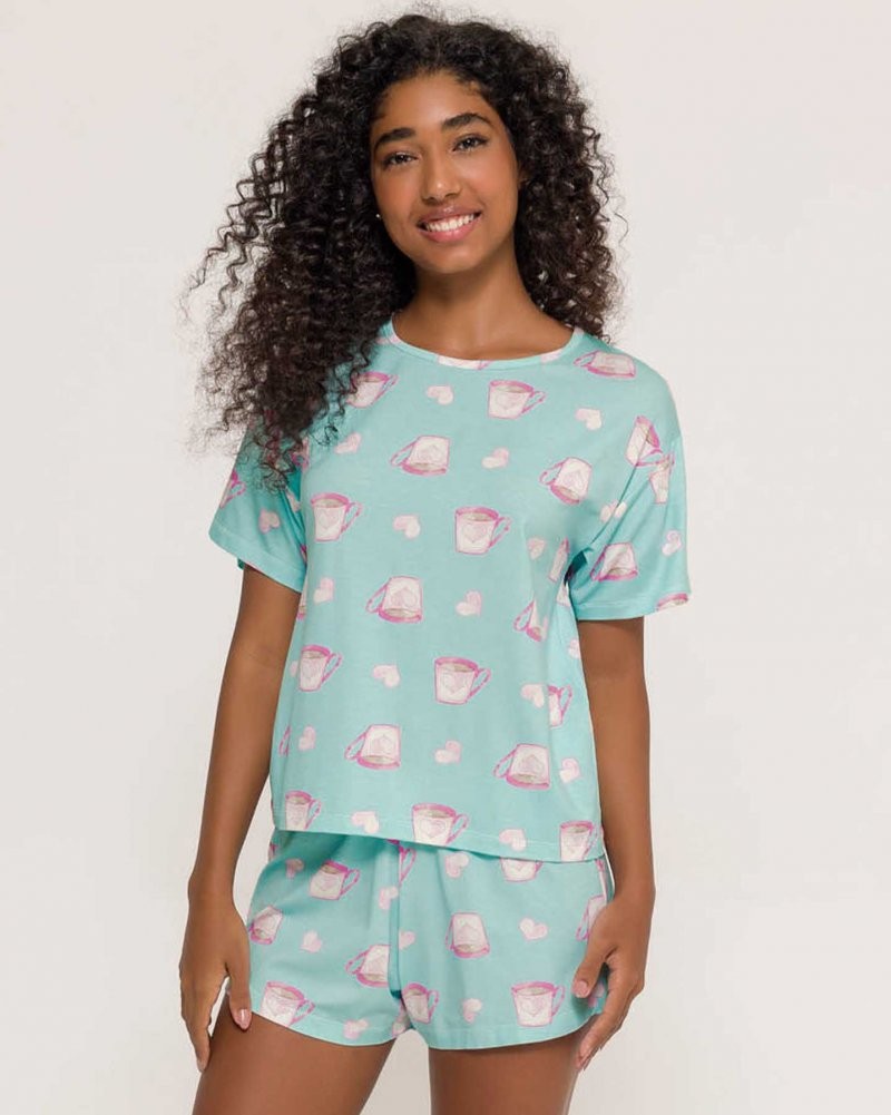 Pijama Feminino Manga Curta com Shorts