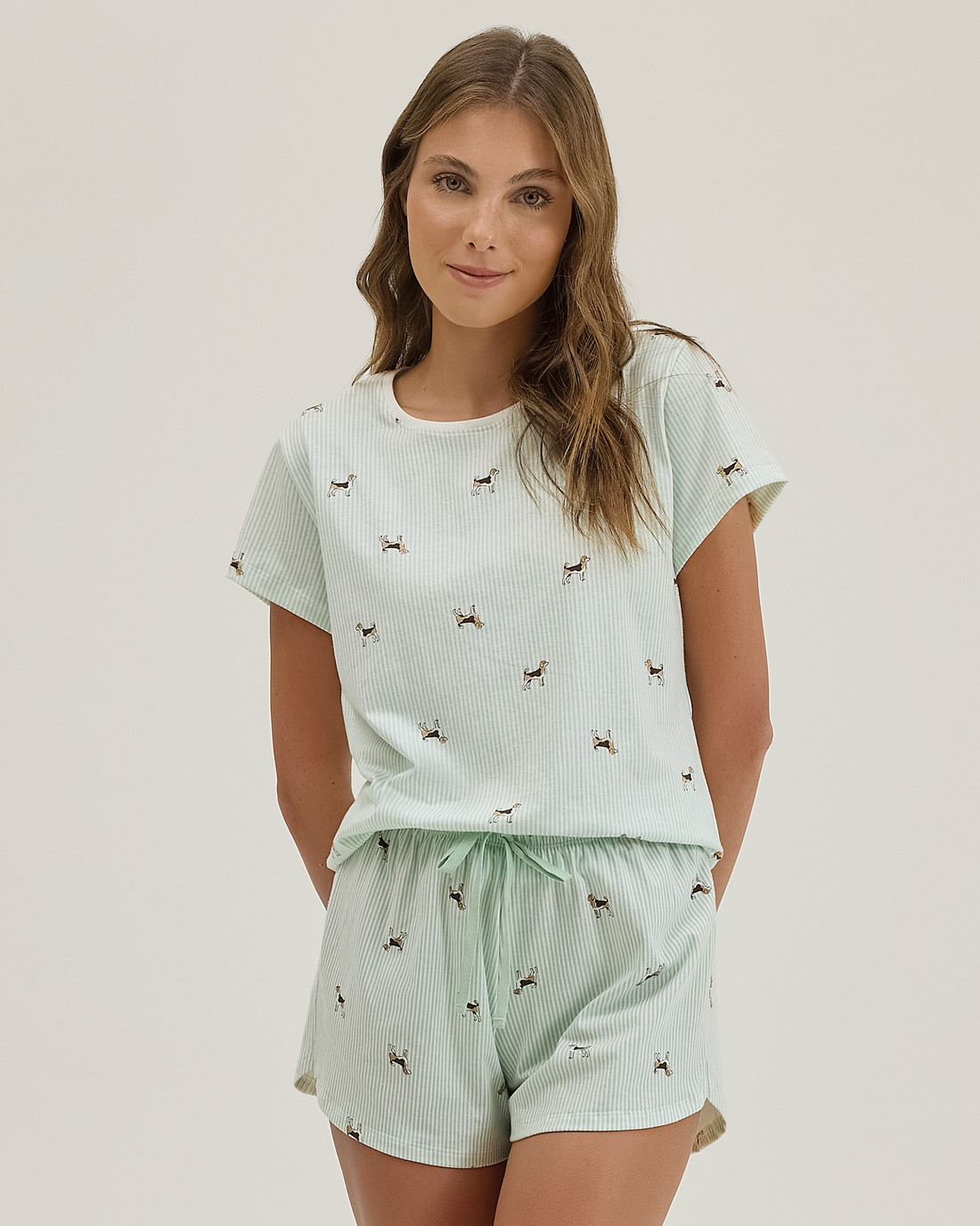 Pijama Feminino Manga Curta Com Shorts