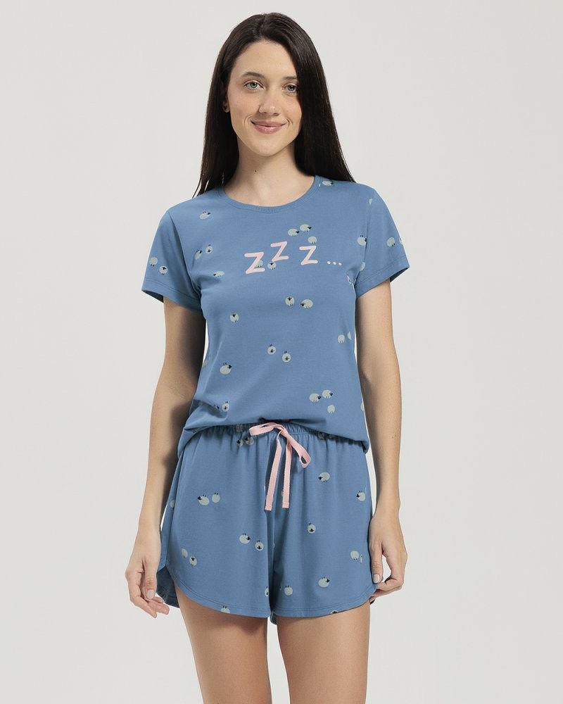 Pijama Feminino Manga Curta com Shorts