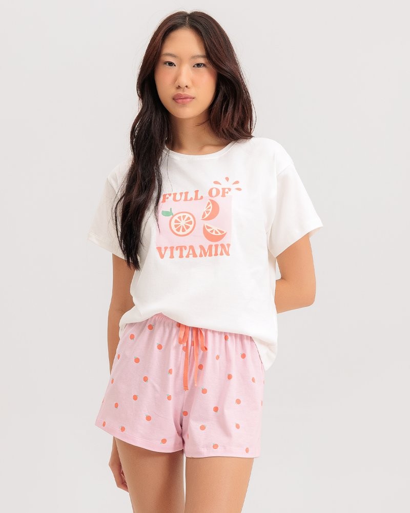 Pijama Feminino Manga Curta Com Shorts