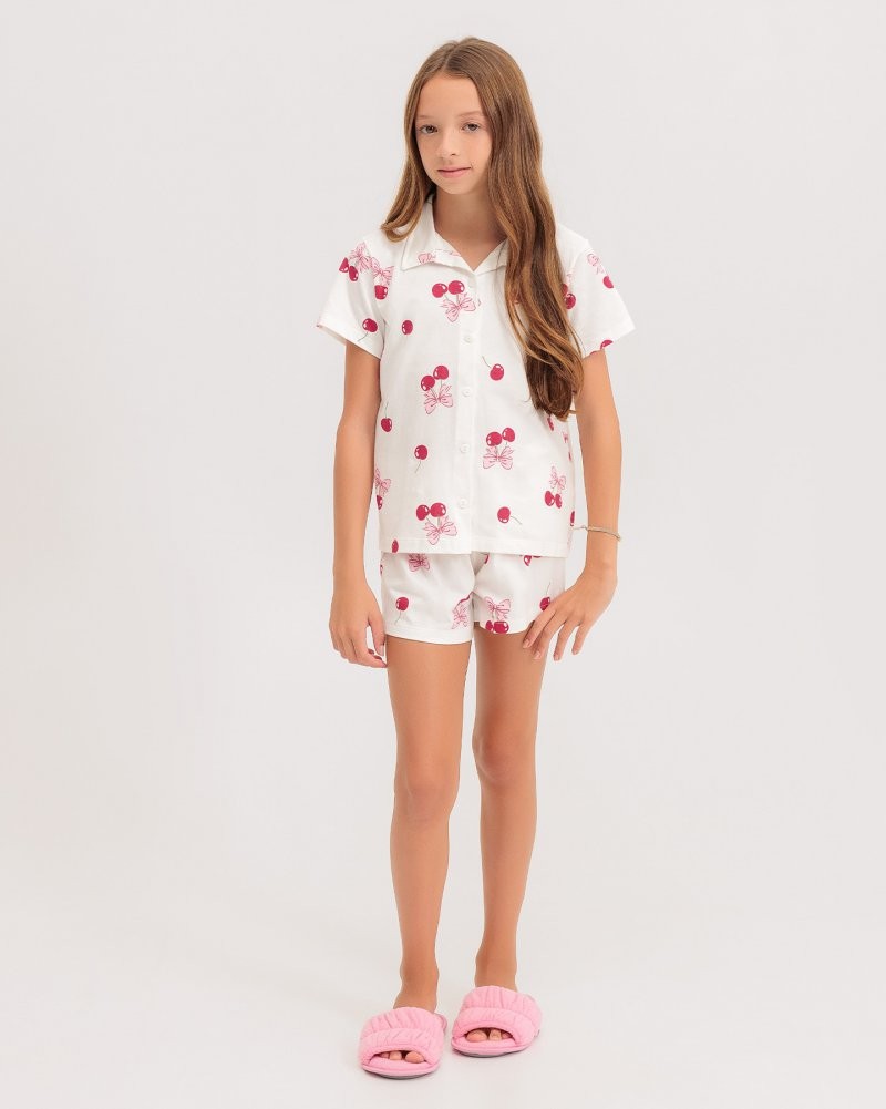 Pijama Infantil Feminino Manga Curta Americano com Shorts