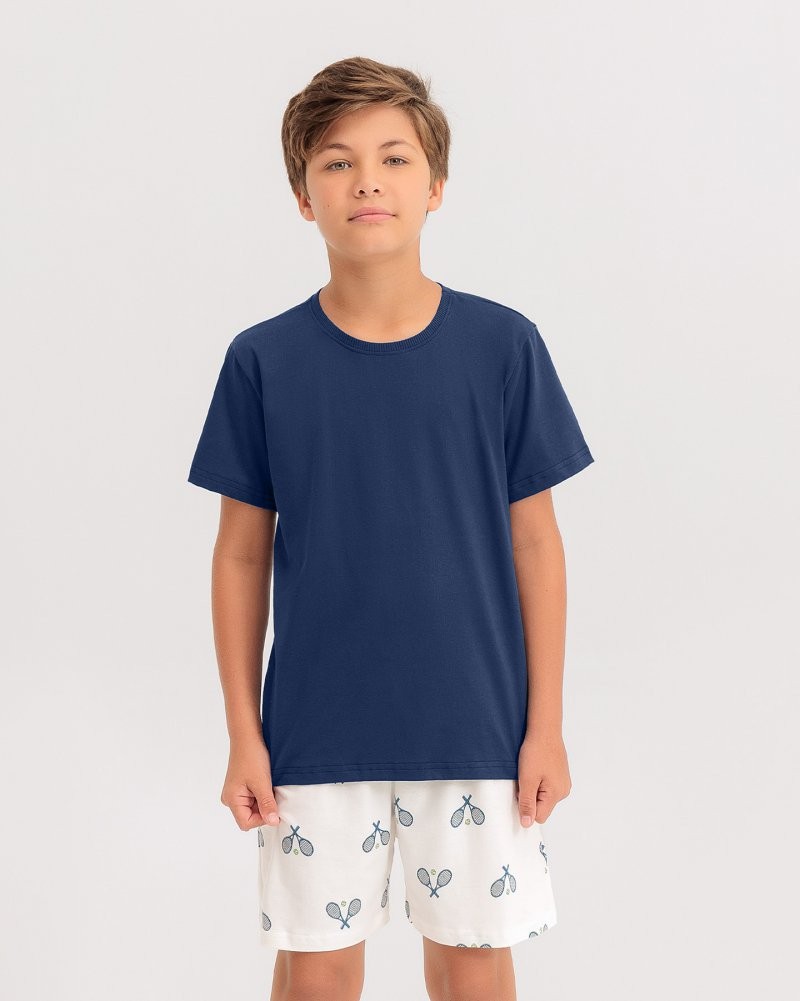 Pijama Masculino Infantil Manga Curta Com Bermuda Pijama Masculino Infantil Manga Curta Com Bermuda