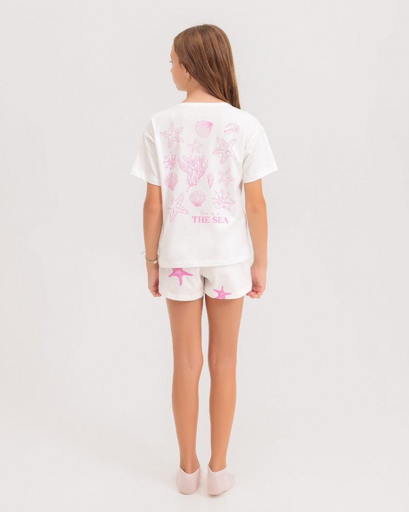 Pijama Infantil Feminino Manga Curta Com Shorts