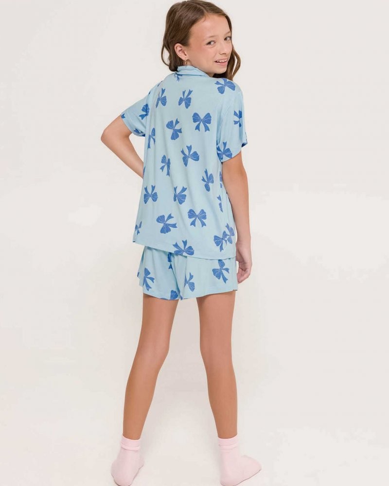 Pijama Feminino Infantil Manga Curta Americano com Shorts