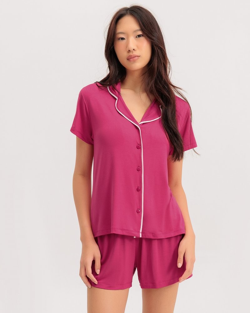 Pijama Feminino Manga Curta Americano Com Shorts