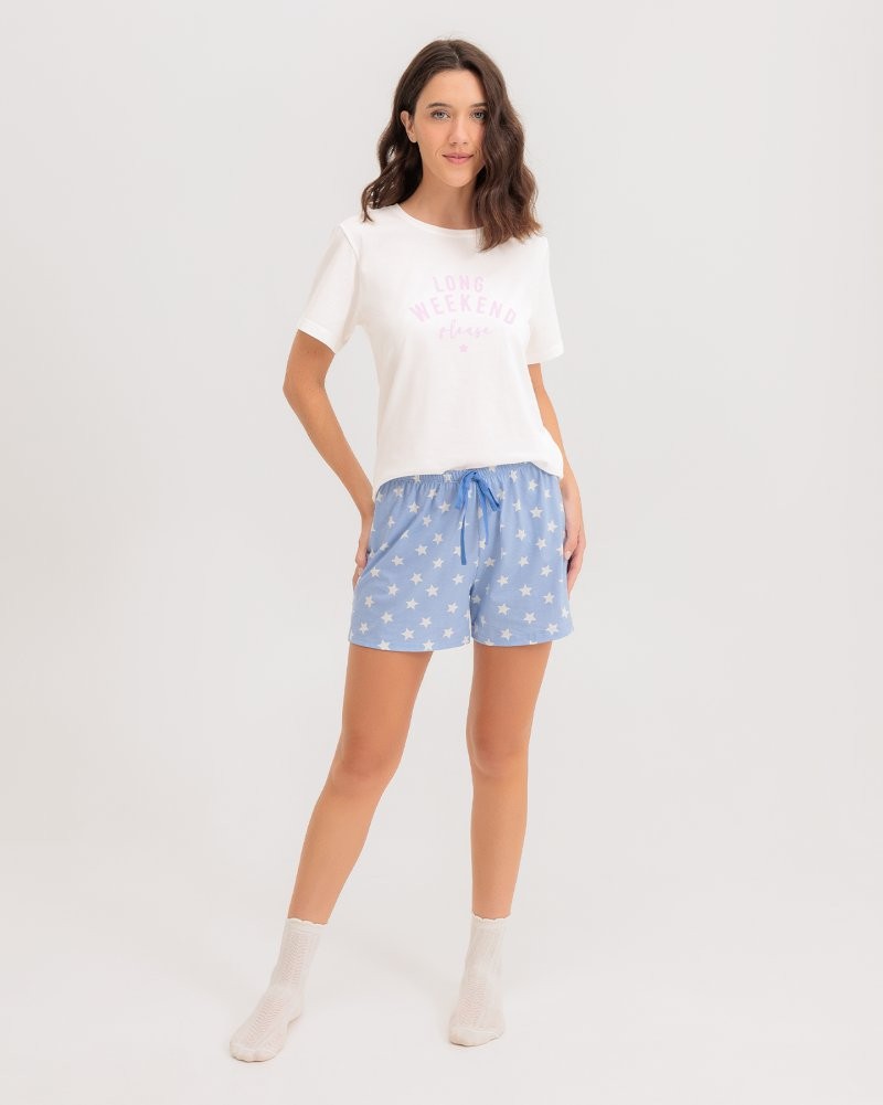 Pijama Feminino Manga Curta Com Shorts